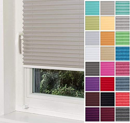Home-Vision® Premium Plissee Faltrollo ohne Bohren mit Klemmfix jalousien Fenster innen(Grau, B60cm x H150cm) Easyfix Klemmträger, Verdunklung, Blickdicht Sonnenschutz Jalousie für Fenster & Tür