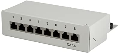 LogiLink Professional Cat.6 (250 MHz) Patchpanel - Verteilerfeld, Tisch/Wand/Desktop, STP (geschirmt) 8-Port (RJ45)