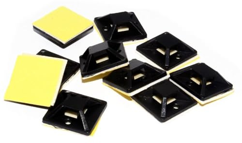 Cable Tie Base 28mm x 28mm Self Adhesive Large Black [10 Pack]