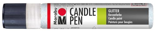 Marabu 18050009590 - Candle Pen glitter opal, Kerzenpen, cremig, weiche Wachsmalfarbe, auf Wasserbasis, lichtecht, geruchsneutral, wetterfest, kinderleichte Kerzendeko, 25 ml