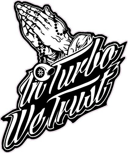 NetSpares 1 x Aufkleber In Turbo we Trust Autoaufkleber Jesus Shocker Sticker Fun Gag Dub