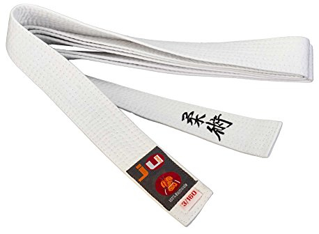 Budogürtel weiß mit Bestickung Ju-Jutsu (Japanisches Kanji)