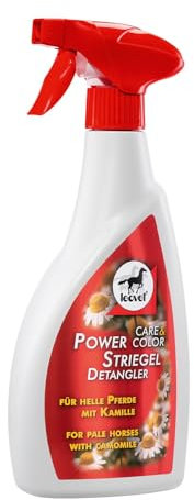 Leovet Power Striegel Kamille Sprühflasche | 550 ml | Kann hellem Fell und Langhaar glänzende Farbreflexe geben | Schnellere Kämmbarkeit | Mit römischer Kamille | Für mehr Volumen