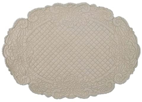 Blanc Mariclò Platzdeckchen-Set, oval, Shabby-Chic-Stil, Deckchen, Untersetzer, gesteppt, Beige, Kollektion Carmen
