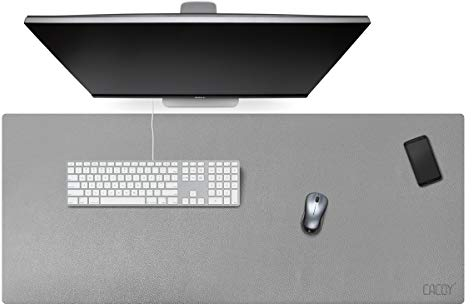 Cacoy 120x50 cm Schreibtischunterlage aus Leder, XXL Größe PU-Leder Multifunktionale Schreibtischmatte & Mauspad Wasserdichter Tischunterlage für Büro und Zuhause, Grau