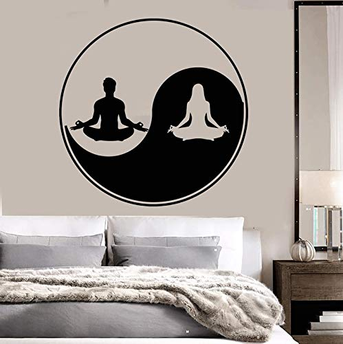 wZUN Vinyl Wandtattoo Yin Yang Symbol Lotus Pose Meditation Mann Frau Aufkleber 42x42cm