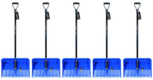 5X Schneeschaufel mit ergonomischem Griff - Schneeräumer für kleine und große Schneemengen – Kunststoff-Blatt, Blattbreite: 55 cm, Aluminium-Stiel