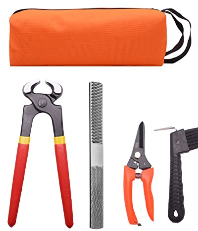 Loaged 8 inch Farrier Hoof Tool Kit（5 Piece） Mini Rasp Hoof File Goat Pig Equine Metal Shears Farriers Hoof Nipper Cutter Handle Knife Stable Supplies