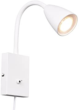 Flexible LED Leselampe, Wandleuchte mit & ohne Stecker, Weiß matt
