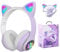 Megadream Wireless Headphones for Kids, Cat Ear Foldable Bluetooth Earphones Flashing LED Light Up Over Ear Headset with Microphone for iPhone/iPad/Tablet, for Girls Boys Gift Age 8+ (Purple)