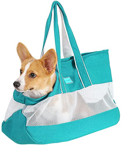 PETCUTE Borsa da Trasporto per Cani Fino a 10kg,Pieghevole,Borsa a Tracolla per Animali Domestici con Tappetino Rimovibile,Gancio di Sicurezza,Borsa per Cani di Piccola e Media Taglia,Cuccioli,Gatti