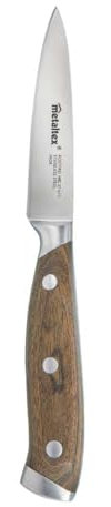 Metaltex Heritage Paring Knife - Precision Slicing Blade, Durable Stainless Steel, Ergonomic Wooden Handle - Ideal for Fruits & Vegetables, Silver