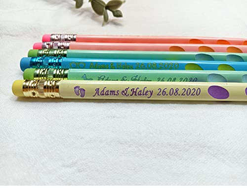 Personalisierte Namens-Farbstifte aus Holz, individueller Schuldekor-Stift mit Radiergummi, Hochzeitsgeschenk, Gastgeschenke, Babyparty, Party, Abschlussfeier, personalisierte Holzstifte mit Namen u
