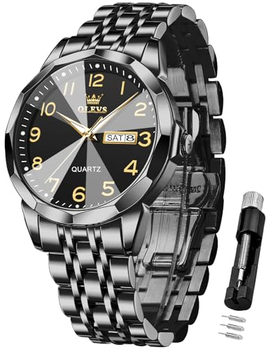 OLEVS Uhren Herren Business Kleid Analog Digital Quarz Edelstahl Wasserdicht Leuchtend Datum Luxus Armbanduhr Herren Geschenk