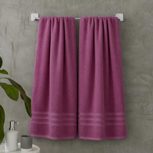 Catherine Lansfield Zero Twist Cotton 90x140cm Bath Sheet Pair Raspberry
