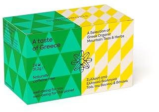 Symbeeosis Collezione Gusto della Grecia - Set di Tisane di Montagna Biologiche con Camomilla e Verbena Limone - Confezione Eco-Friendly in Carta - Bevande Calde e Fredde