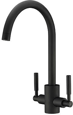 Rubinetti for miscelatore for lavello da cucina a doppia leva in acciaio spazzolato moderno in ottone massiccio Rubinetti da bar Ideal Standard Rubinetti Volcano Black (Color : Matt Black)