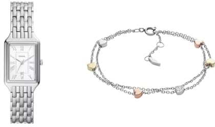 Fossil Women's Watch and Bracelet, Silver- Tone Stainless Steel, Set