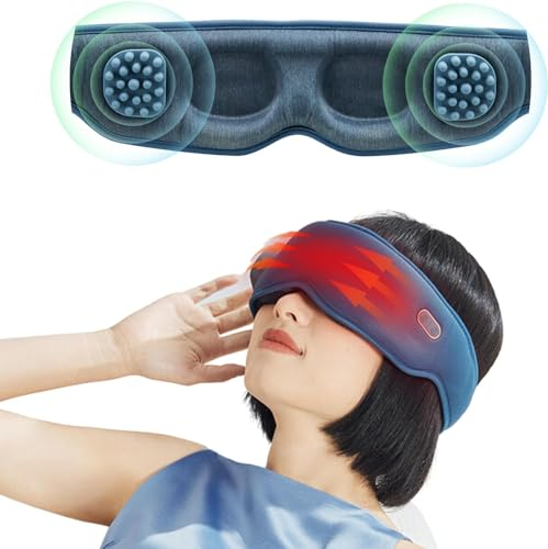 7C Augenmassagegerät mit Wärme, Augenmaske elektrische Vibration und wiederaufladbar, Migräne-Maske Gesichtsmassagegerät intelligente Erwärmung Kopfmassagegerät verbessern trockene Augen und Schlaf