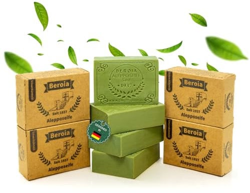 Beroia® Originale Aleppo Seife 4x 125g traditionell & handgemachte Duschseife für Haut & Haar | Olivenölseife Handseife Stückseife Naturseife Naturkosmetik | vegan | Schwarzkümmelöl