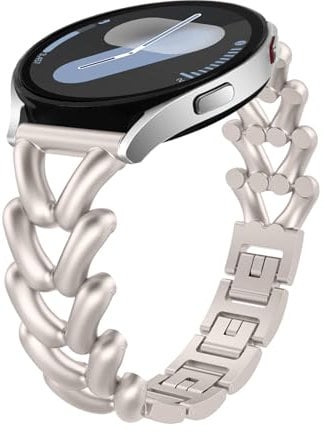 KeHowy 20mm Metall Armband für Samsung Galaxy Watch 7/6/5/4 40,44mm/Watch 6 Classic 43,47mm/Watch 5 Pro 45mm/Watch 4 Classic 42,46mm, Damen Edelstahl Ersatzarmband für Galaxy Watch 42mm - Sternenlicht