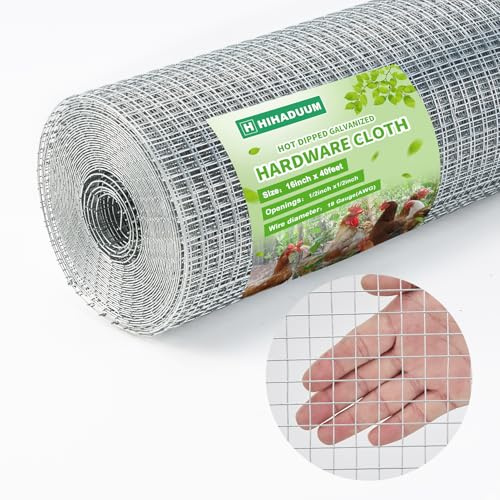 16 x 40 pies de tela de hardware de calibre 19 de 1/2 pulgada, galvanizado en caliente después de soldar, valla de alambre de gallinero, valla de conejo/serpiente, rollo de malla de alambre