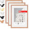 HIMEETIME® 3x Bilderrahmen DIN A3 30x42 cm,aus massivem Eichenholz,Natur Eiche Holz Rahmen,Bild mit Passepartout Display A4(21x30cm),für Wandbehänge oder Tischdekoration