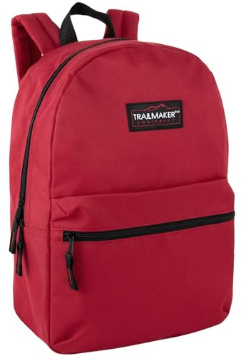 Classic Vintage Backpack for Adults and Kids with Adjustable Padded Shoulder Straps | School Bookbags for Girls, Boys (Red)