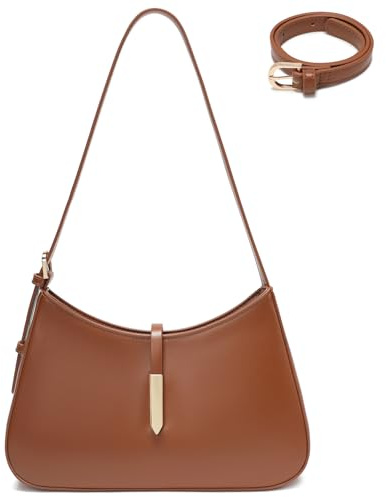 Keyli Modische Umhängetasche für Damen, veganes Leder, verstellbare Handtaschen, Hobo-Taschen, Geldbörsen mit langem Riemen, A-braun, 11.5 x 2.75 x 7.5 inches