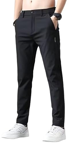 Lymio Herrbyxor || Stretchbyxor för män || Byxor med dragsko || joggingbyxor för män (TR-55-57), svart, M