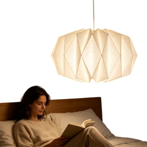 Taurion Papierlampenschirm Origami Design: Weißes Origami Lampenschirm, Nordische Kreativpapier Lampenschirm, Lampenschirm Deckenlampe für Wohnzimmer Schlafzimmer Esszimmer