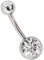 Titan Bauchnabel Piercing 1,6 x 8 mm mit Zirkonias rund in 8 mm + 5 mm Stein Kugel in klar