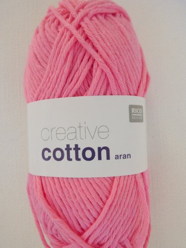 Rico Design Creative Cotton aran 50 g ca. 85 m Wolle Wollschnur Häkelwolle Häkeln Basteln Knäuel Bonbonrosa