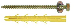 25 Chevilles sabot charpente D. 12 x 130 mm + Tirefond D. 10 x 140 mm + Rondelle - Zingué jaune