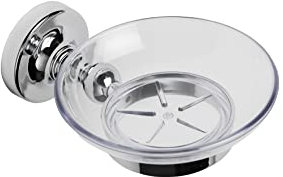 Croydex QM741941 Romsey Soap Dish and Holder with Zinc Alloy Construction, Chrome, 12.5x10.8x5.6 cm, White