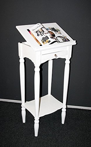 Massivholz Rednerpult Schreibpult Varese 50x105/120x38cm Pappel massiv weiß lackiert