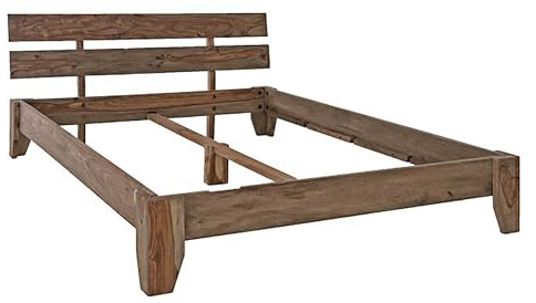 Sheesham massiv Holz Bett 140x200 Palisander Möbel Nature Grey #210