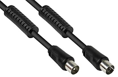 Good Connections SAT TV Antennenkabel - Koax Stecker an Koax Buchse - 2x Mantelstromfilter (Ferritkern), Doppelschirmung, Schirmmaß > 95dB - schwarz, 50 m