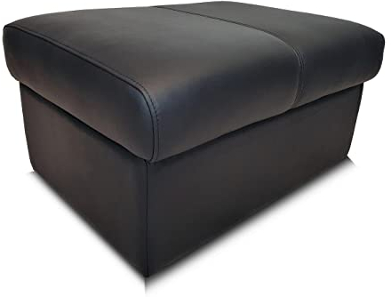 Quattro Meble Schwarz Echtleder Hocker aufklappbar mit Stauraum Sitzhocker Rindsleder Sitzwürfel 75x55 Fußhocker Polsterhocker Echt Leder Puff