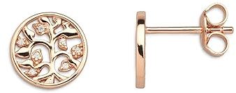 Ohrstecker - Silber - Lebensbaum - Zirkonia - rosé