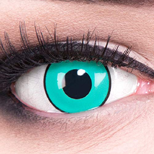 Meralens 1 Paar Farbige Anime Sharingan Kontaktlinsen Gaara in grün türkis schwarz perfekt zu Manga Hereos of Cosplay, Halloween mit gratis Kontaktlinsenbehälter 12 Monatslinsen ohne Stärke