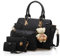 Pahajim Sac à Main en Cuir PU Femmes Chic Mode Lot comprenant Sac Cabas Sac Bandoulière Pochette Porte Carte pour Shopping Voyages et Les Cadeaux Noir Taille S