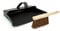 Srendi® Large Strong Metal Dustpan and Brush Set Soft or Stiff Brush Black Dust Ash Pan Coco Fibre Hand Brush Heavy Duty Solid FSC Wood, Sweeping and Scrubbing Wooden Brushes (Dustpan with Hard Brush)