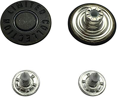 WedDecor Messingknöpfe für Jeanshosen, Jeansjacke mit Hammer auf der Rückseite, Ersatzbefestigungen für die Reparatur von Denim-Hosen, Jacken, Modekleidung, 17 mm, Schwarz, 8 Stück