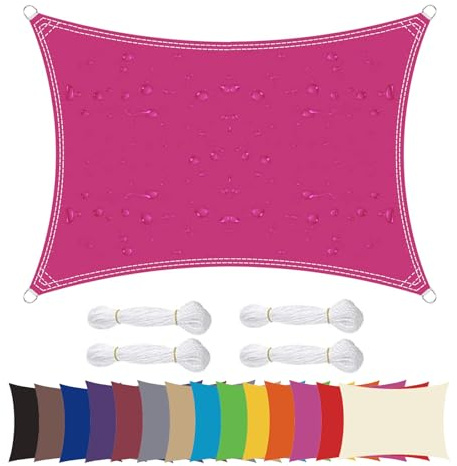 Lingle888 Sonnensegel Sonnenschutz Sonnendach Wasserdicht 98% UV-Schutz Balkon Viereck Rechteck Quadrat Winddicht 8Tage Transport 420D 10Farbe 25Größe (2x3, Rose)