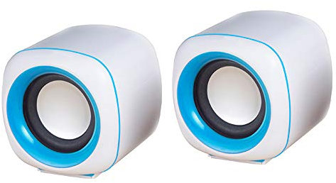 Ezeey 3.5mm Mini Square Wired Speaker Box Computer Speakers Portable USB Notebook Speaker Multimedia Desktop Speaker Powered by USB for Tablet Computer Laptop Smartphone (Blue)