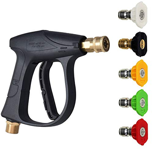QAQGEAR Pistolet à Eau de Lavage de Voiture Pistolet de Nettoyeur Haute Pression 3000 PSI Max avec Buses à Connexion Rapide Kit de Tuyau M22 pour laveuses à Pression