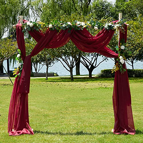 PONY DANCE Roter Tüllstoff Meterware Querbehang Gardine Transparent Freihanddeko für Wohnzimmer & Schlafzimmer Gardinenstoff Hausbett Vorhang, 1 Stück H 548 x B 152 cm, Rot