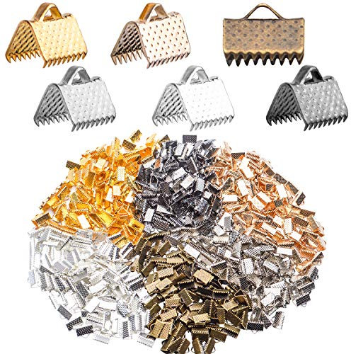 Pinch Crimp Ends,600Pcs Alloy Ribbon Clamps Ends Mixed Colors Ribbon Ends Crimp Ends Jewelry Making Findings for DIY Choker Anklets Crafts Making