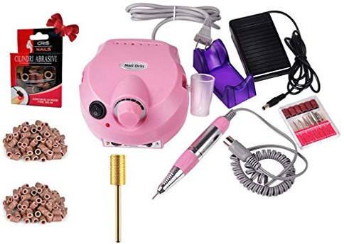 Cris nails torno para uñas manicura pedicura limador de cutículas kit utensiliose fresas pulidor 30000 rpm velocidad ajustable lijado pulidor